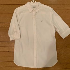 All Saints White Button Down Shirt Short Sleeve M